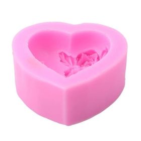 3D Loving Heart Rose Shape Fondant Silicone Mold Diy Soap Cake Baking Decor Mold