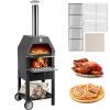 (Do not sell on Amazon)12" Wood Fried Pizza Oven with Wheels & Handle Labor-Saving 2-Layer Portable for Backyard Camping Site Park Outdoor Baking