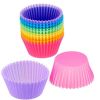 10pcs/set Silicone Cake Mold Round Shaped Muffin Cupcake Baking Reusable Molds Kitchen Cooking Tools