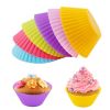 10pcs/set Silicone Cake Mold Round Shaped Muffin Cupcake Baking Reusable Molds Kitchen Cooking Tools