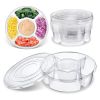 12 Pcs Round Appetizer Serving Trays With Lids 5 Compartment Container Fruit Vegetable Divided Storage Organizer