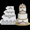 4PCS Kitchen Cookie Baking Tool Damask Lace Flower Cake Border Stencil Mold