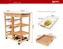 Kitchen & Dining Room Cart 2-Drawer Removable Storage Rack with Rolling Wheels Wood Color