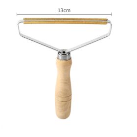 Portable Lint Remover Fuzz Fabric Shaver Clothes Fluff Brush Tools for Woolen Coat Sweater Carpet Household Cleaning Tool (Color: Wood Handle)