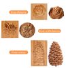 Christmas Wooden Cookie Mold Flower Pine Cone Shape Carved Press Stamp for Biscuit Christmas Decoration Kitchen Baking Tool