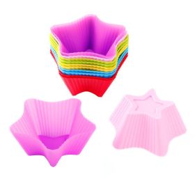 30PCS Silicone Cake Mold Baking Tools Set Baking Cups with Stainless Steel Cream Forcing Mounted Kit (Color: stars 6 pcs)