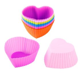 30PCS Silicone Cake Mold Baking Tools Set Baking Cups with Stainless Steel Cream Forcing Mounted Kit (Color: Heart 6pcs)