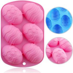 Easter Eggs Shape Silicone Mould Chocolate Cakes Dough Baking Ice Cube Tray (Color: Pink)