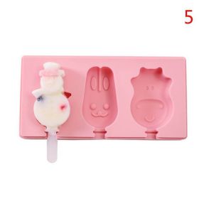 Silicone Ice Cream Mold Popsicle Molds DIY Homemade Cartoon Ice Cream Popsicle Ice Pop Maker Mould (size: 5)