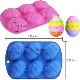 Easter Eggs Shape Silicone Mould Chocolate Cakes Dough Baking Ice Cube Tray (Color: Blue)