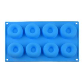 8-Cavity Silicone Donut Mold Chocolate Biscuit Cake Mold Non-Stick Mold DIY Cake Mould Tray (Color: Blue)