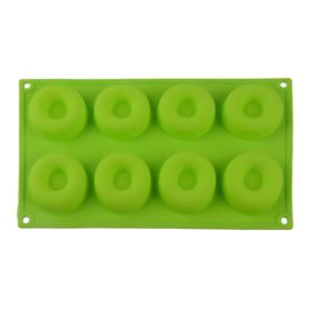 8-Cavity Silicone Donut Mold Chocolate Biscuit Cake Mold Non-Stick Mold DIY Cake Mould Tray (Color: green)