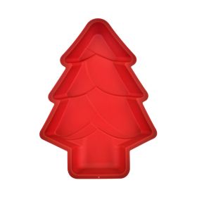 Wholesale Christmas tree cake mould silica gel biscuit mould household cake mould chocolate mould baking appliance (Specifications: Christmas tree cake mold # 2 red)