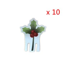 10PCS New Christmas Decorations Wine Glass Hats Card Champagne Red Wine Christmas Hat Card Decoration Party Holiday Decorations (Color: Leaves)