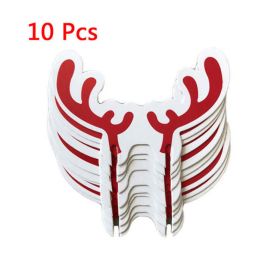 10PCS New Christmas Decorations Wine Glass Hats Card Champagne Red Wine Christmas Hat Card Decoration Party Holiday Decorations (Color: Red Antlers)