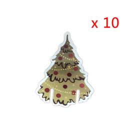 10PCS New Christmas Decorations Wine Glass Hats Card Champagne Red Wine Christmas Hat Card Decoration Party Holiday Decorations (Color: Christmas Tree)