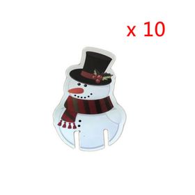 10PCS New Christmas Decorations Wine Glass Hats Card Champagne Red Wine Christmas Hat Card Decoration Party Holiday Decorations (Color: Cute Snowman)