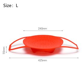 Sling Steamer Silicone Bakeware Lifter Durable Folding Steamer Basket Anti-scalding Egg Steamer Rack Flex-Soft Steaming Rack (Color: L-RED)