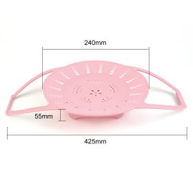 Sling Steamer Silicone Bakeware Lifter Durable Folding Steamer Basket Anti-scalding Egg Steamer Rack Flex-Soft Steaming Rack (Color: L-PINK)