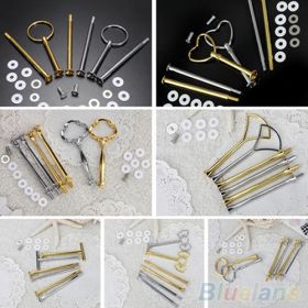 Multi-Style 2 Or 3 Tier Plate Handle Fitting Hardware Rod Tool Cake Plate Stand (Color: Golden)