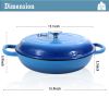 COOKWIN Cast Iron Casserole Braiser;  3.8 Quart; Heavy Duty Casserole Skillet with Lid and Dual Handles;  Porcelain Enameled Surface Cookware Pot