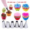 30PCS Silicone Cake Mold Baking Tools Set Baking Cups with Stainless Steel Cream Forcing Mounted Kit